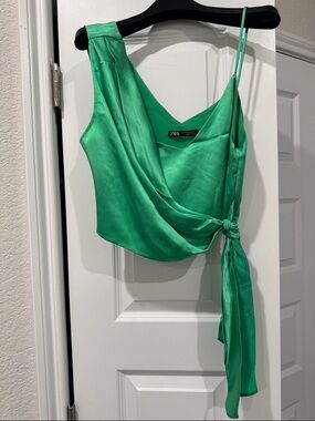 Zara Satin Draped Side-Tie Top